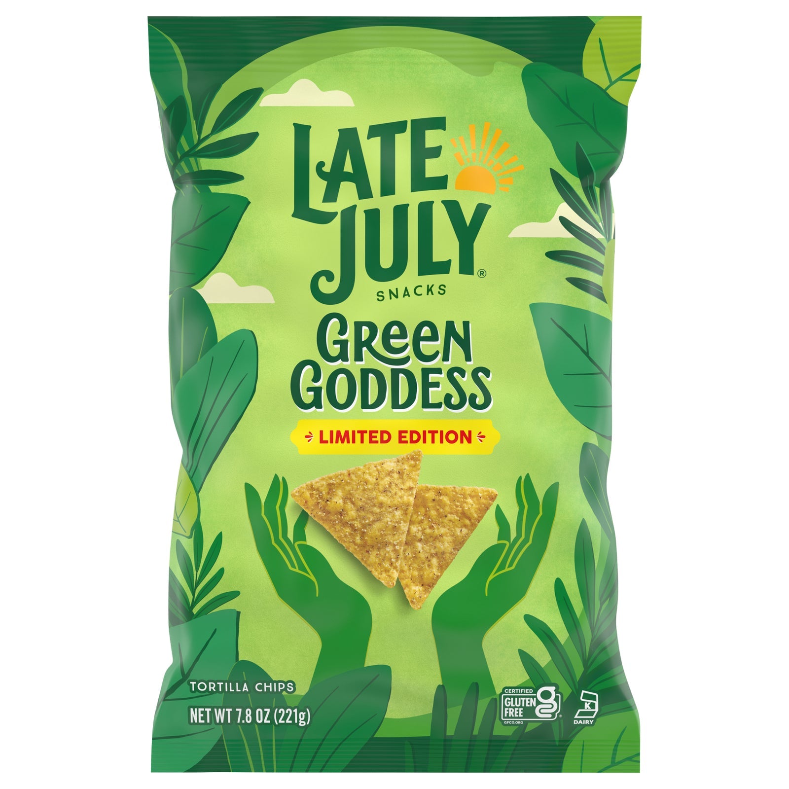 Late July Snacks Green Goddess Tortilla Chips, 7.8 Oz (Case of 12)