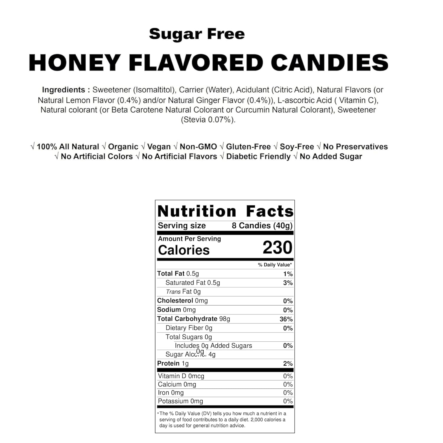 Andy Anand Sugar-Free Honey Ginger Candies (80 pc, 7 oz) | Sugar-Free Throat-Friendly Candy | Local SoCal Bakery