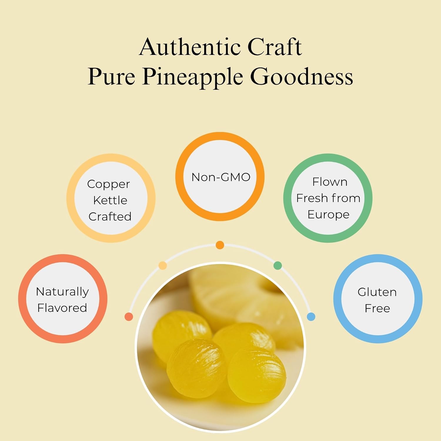 Andy Anand Sugar-Free Pineapple Chunks Hard Candy (25 pc) | European Imported, Sugar-Free & Keto | Local SoCal Bakery