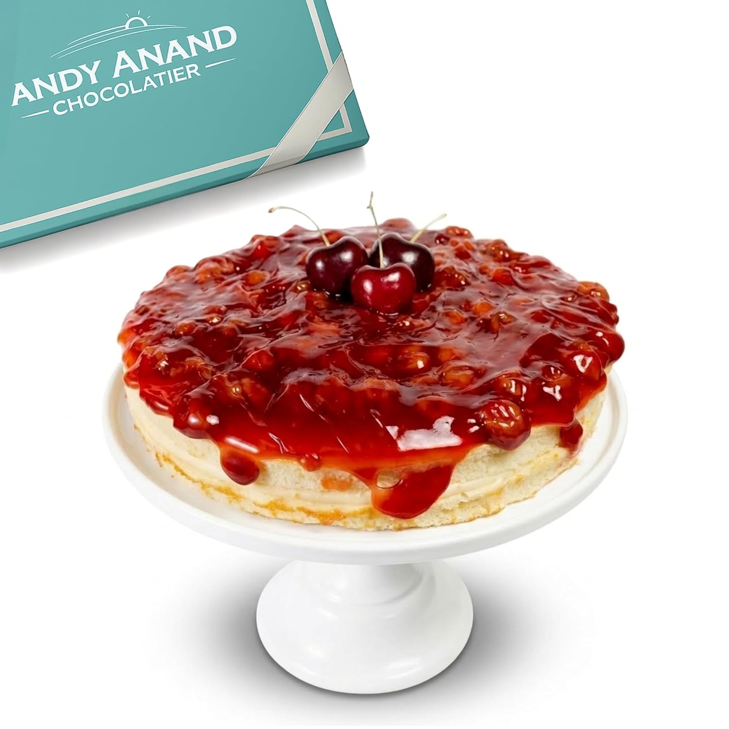 Andy Anand Sugar-Free Cherry Cake, 9-Inch, 2.9 lb – Gourmet, Freshly Baked, All-Natural, No Preservatives, Diabetic-Friendly Birthday Gift