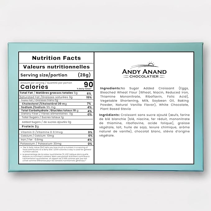 Andy Anand Sugar-Free White Chocolate Pistachio Croissant Cake, 10 pc, 2 lb – Keto & Diabetic-Friendly, Hand-Rolled Birthday Gift Box