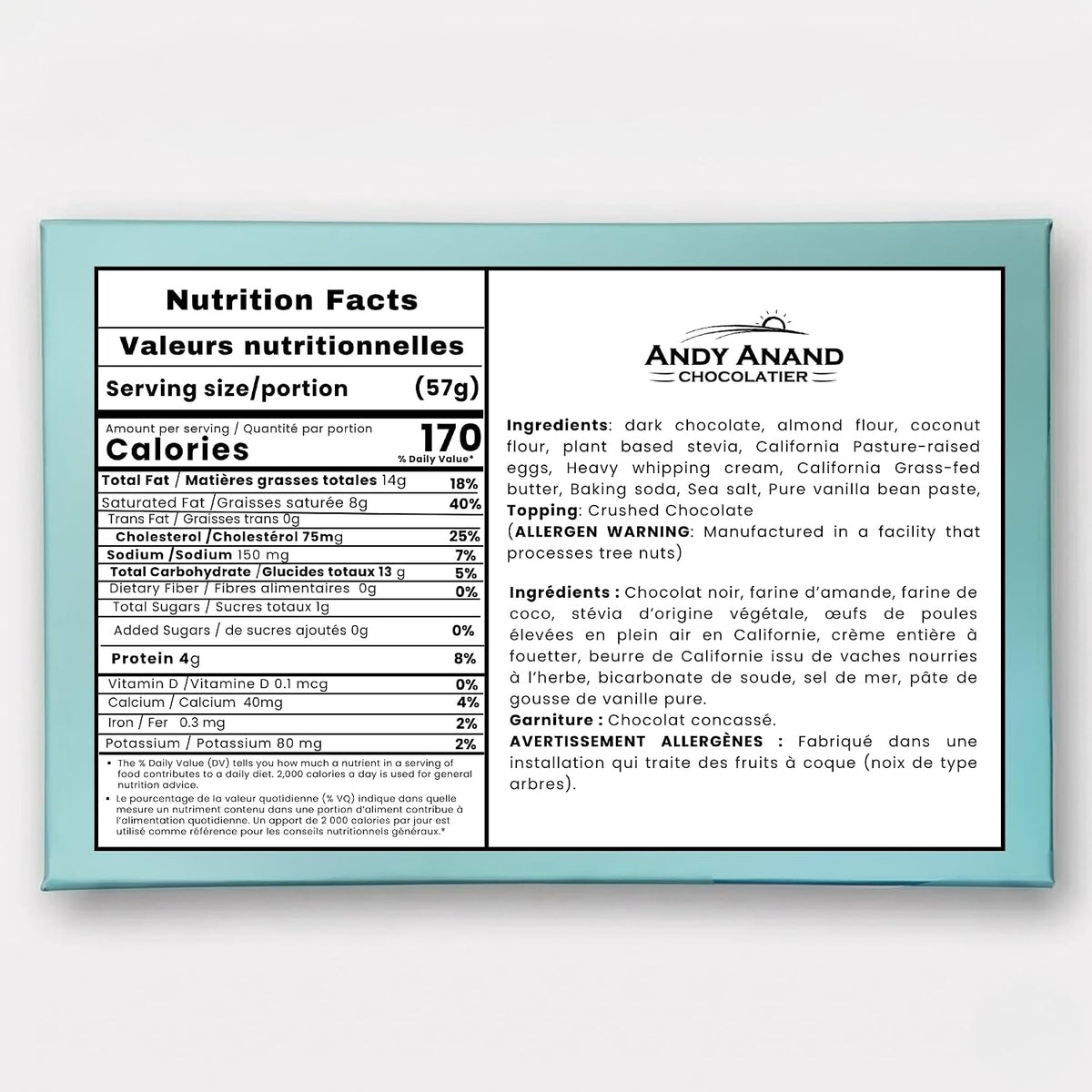 Andy Anand Sugar-Free Gluten-Free Dark Chocolate Cake, 9-Inch, 2.9 lb – Keto & Diabetic-Friendly, Birthday & Holiday Gift