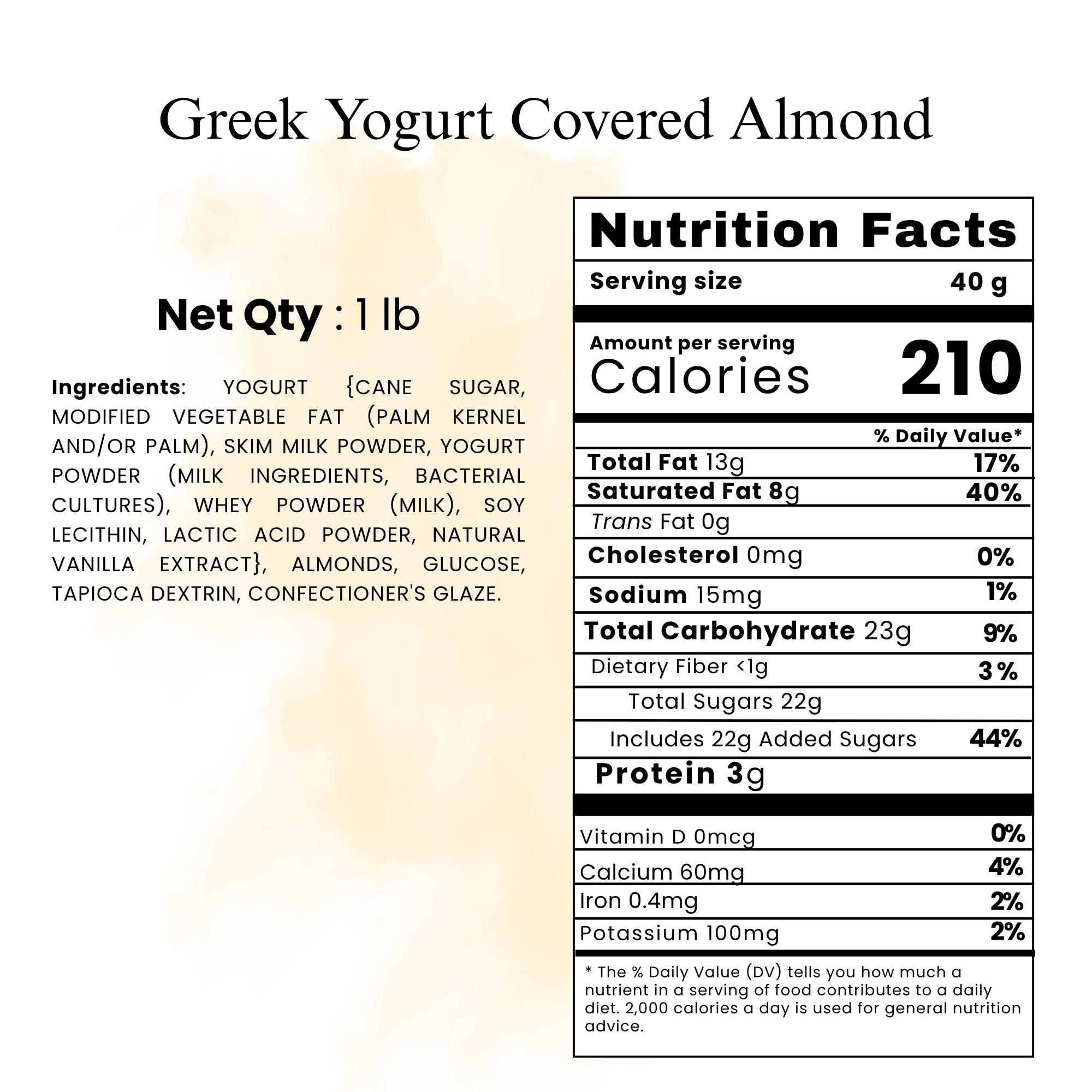 Andy Anand Greek Yogurt Covered Almonds, 1 lb – Sweet Creamy Coated Crunchy Nut Snack, Gourmet Gift for Birthday & Special Occasions