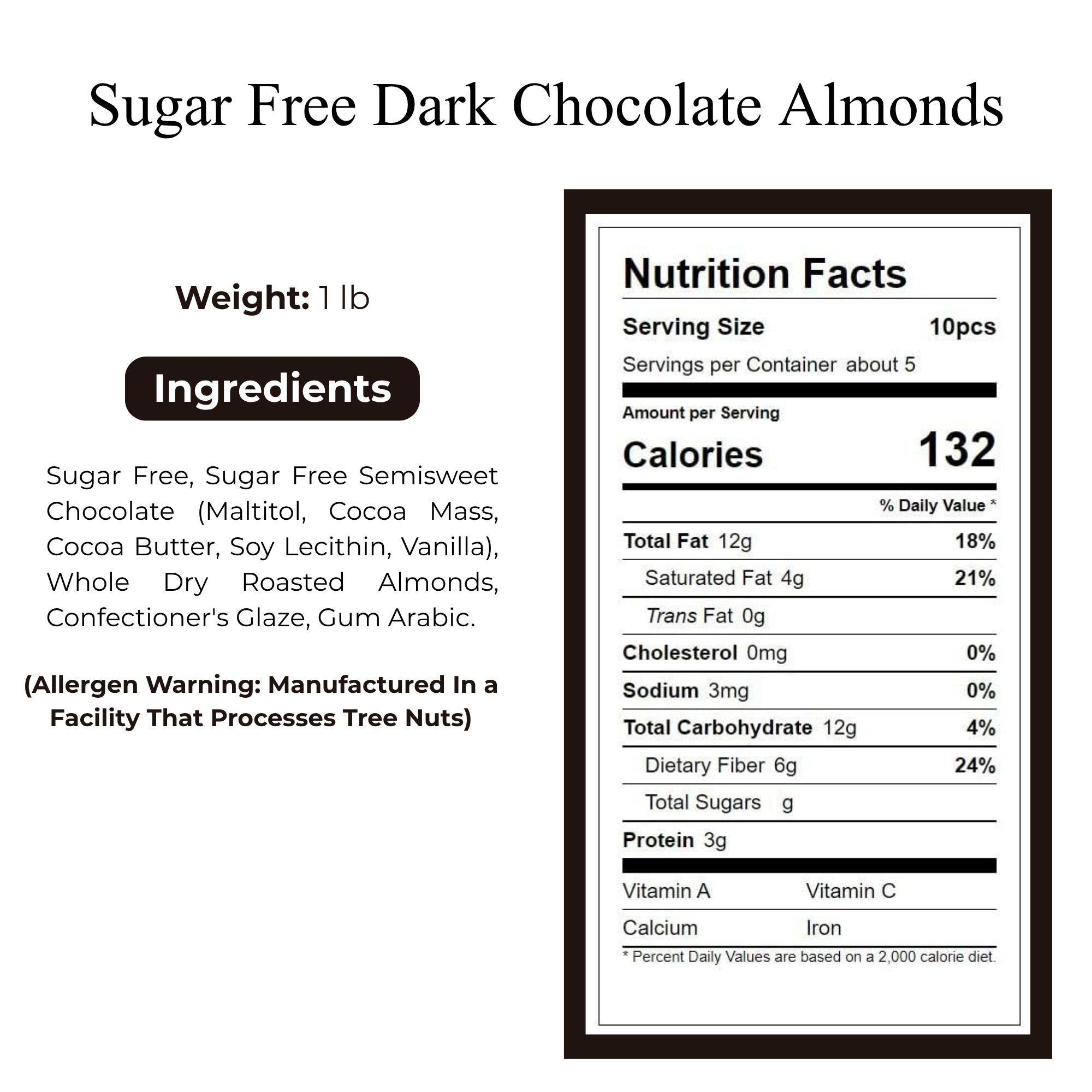 Andy Anand Sugar-Free Vegan Dark Chocolate Almonds, 1 lb – Plant-Based, Gluten-Free, Keto & Diabetic-Friendly, No Added Sugar Birthday Gift