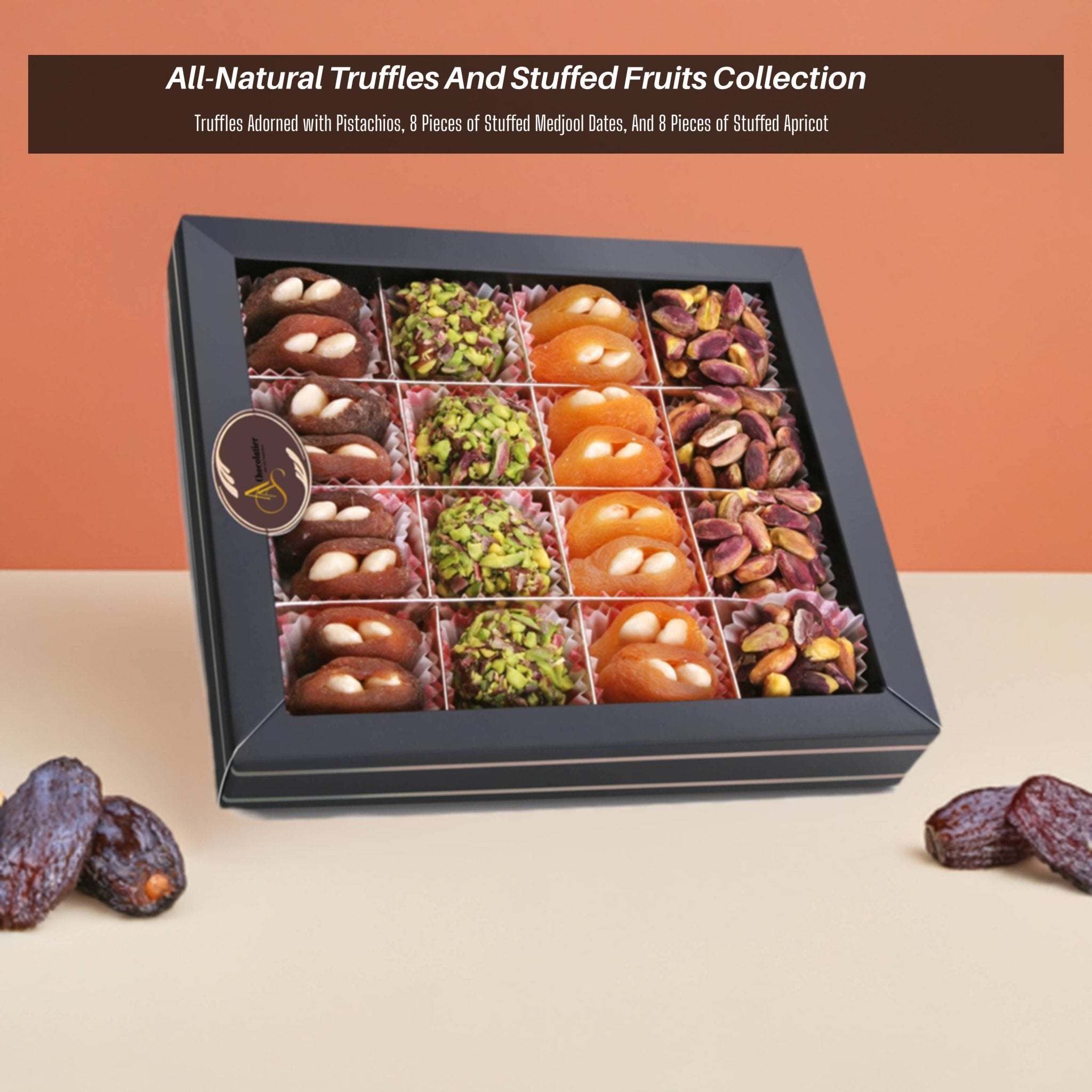 Andy Anand Chocolate Truffles with Natural Dates, 24 pc, 10.5 oz – No Sugar Added, Vegan-Friendly, Gourmet Birthday & Holiday Gift Box