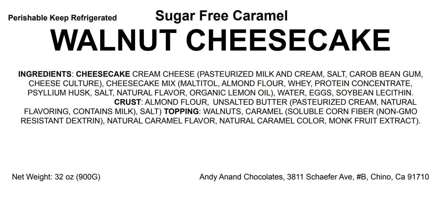 Andy Anand Sugar-Free Gluten-Free Caramel Walnut Cake, 9-Inch, 2.6 lb – Freshly Baked, All-Natural, No Preservatives, Diabetic-Friendly Gift