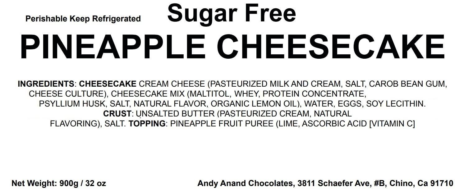 Andy Anand Gluten-Free Pineapple Cheesecake, 9-Inch, 2 lb – Freshly Baked, Real California Cream Cheese, No Preservatives, Birthday Gift Box