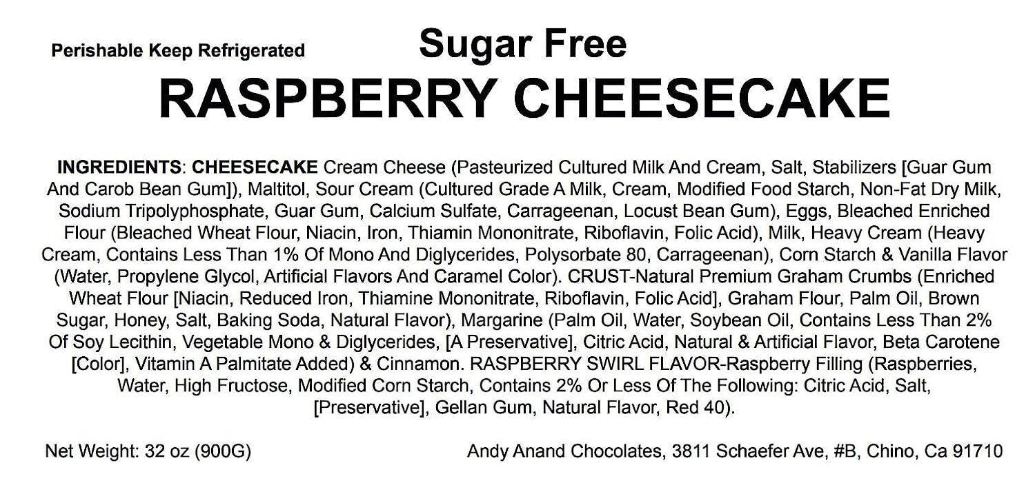 Andy Anand Sugar-Free Raspberry Cheesecake, 9-Inch, 2.6 lb – Freshly Baked, No Preservatives, Diabetic-Friendly, Cream Cheese Gift Box