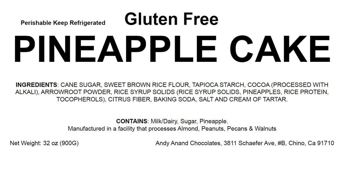 Andy Anand Gluten-Free Pineapple Cake, 9-Inch, 2.6 lb – Fresh, Gourmet, Handcrafted, No Preservatives, Birthday & Celebration Gift Box