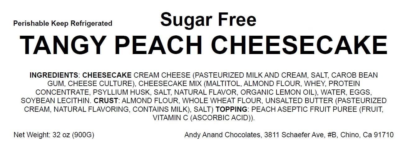 Andy Anand Sugar-Free Peach Cheesecake, 9-Inch, 2.6 lb – Diabetic-Friendly, Amazingly Delicious, California Cream Cheese, Birthday Gift Box