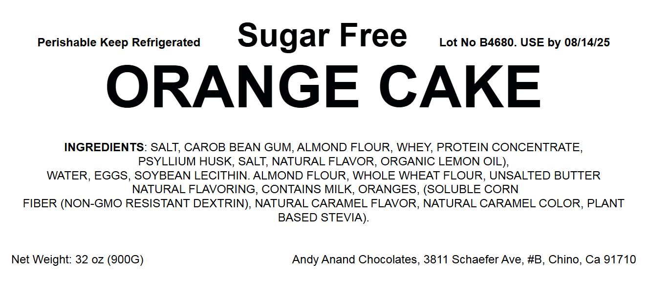 Andy Anand Sugar-Free Orange Glazed Cake, 9-Inch, 2 lb – Diabetic-Friendly, Fresh & Natural Ingredients, No Preservatives, Birthday Gift Box