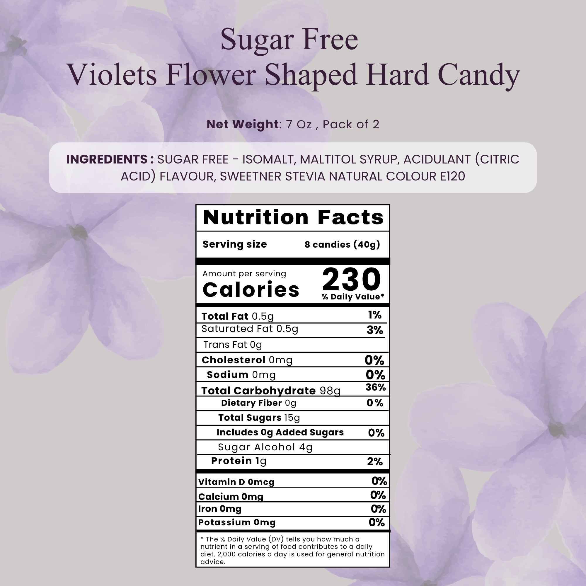 Andy Anand Sugar-Free Violet Candy Dragees, 150 pc, 3-Pack – Old-World European, Stevia Sweetened, Keto & Diabetic-Friendly Gourmet Gift Box