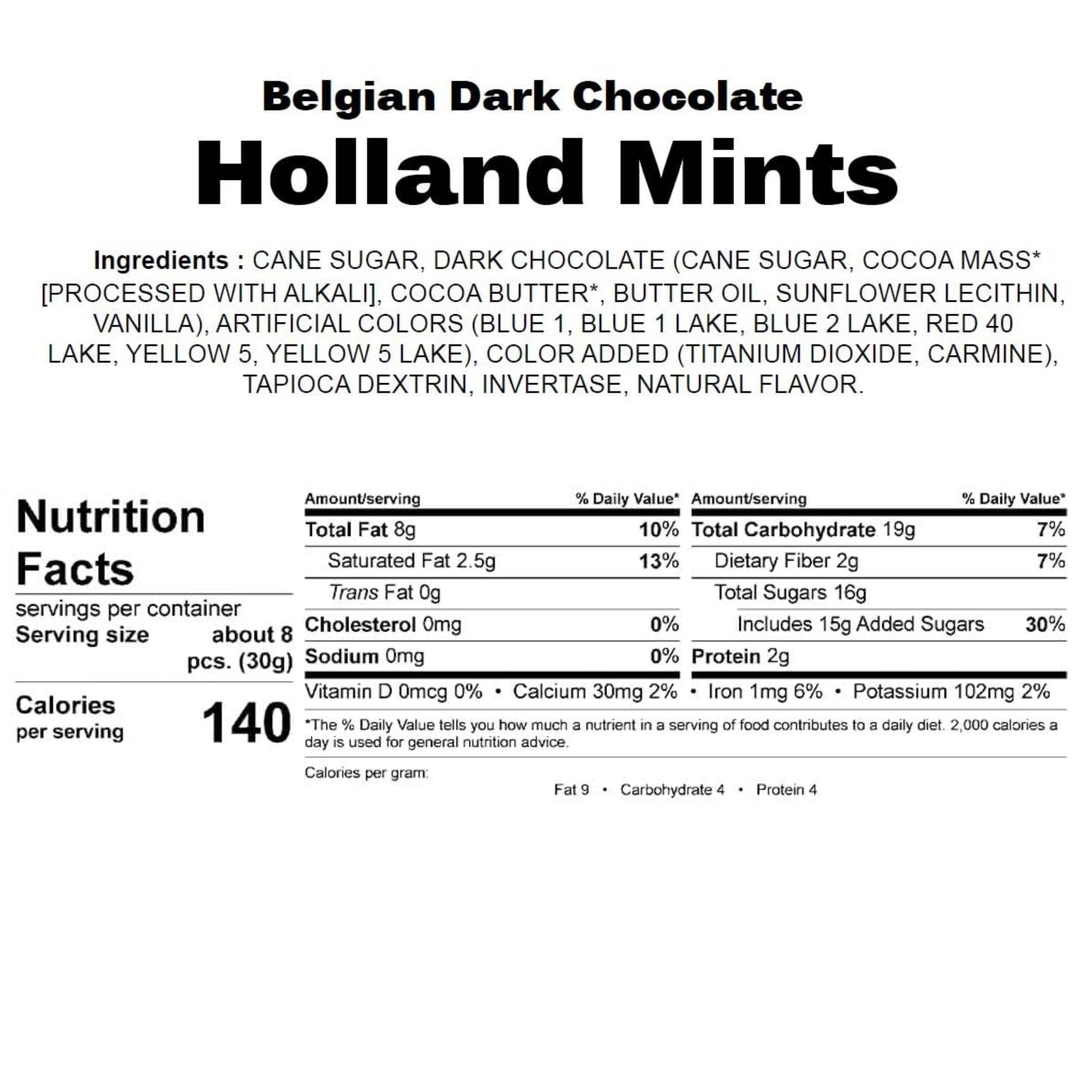 Andy Anand Vegan Holland Mints, 2 lb – 60% Belgian Dark Chocolate, Pure Peppermint Oil, Gluten-Free, Birthday & Holiday Gourmet Gift Box