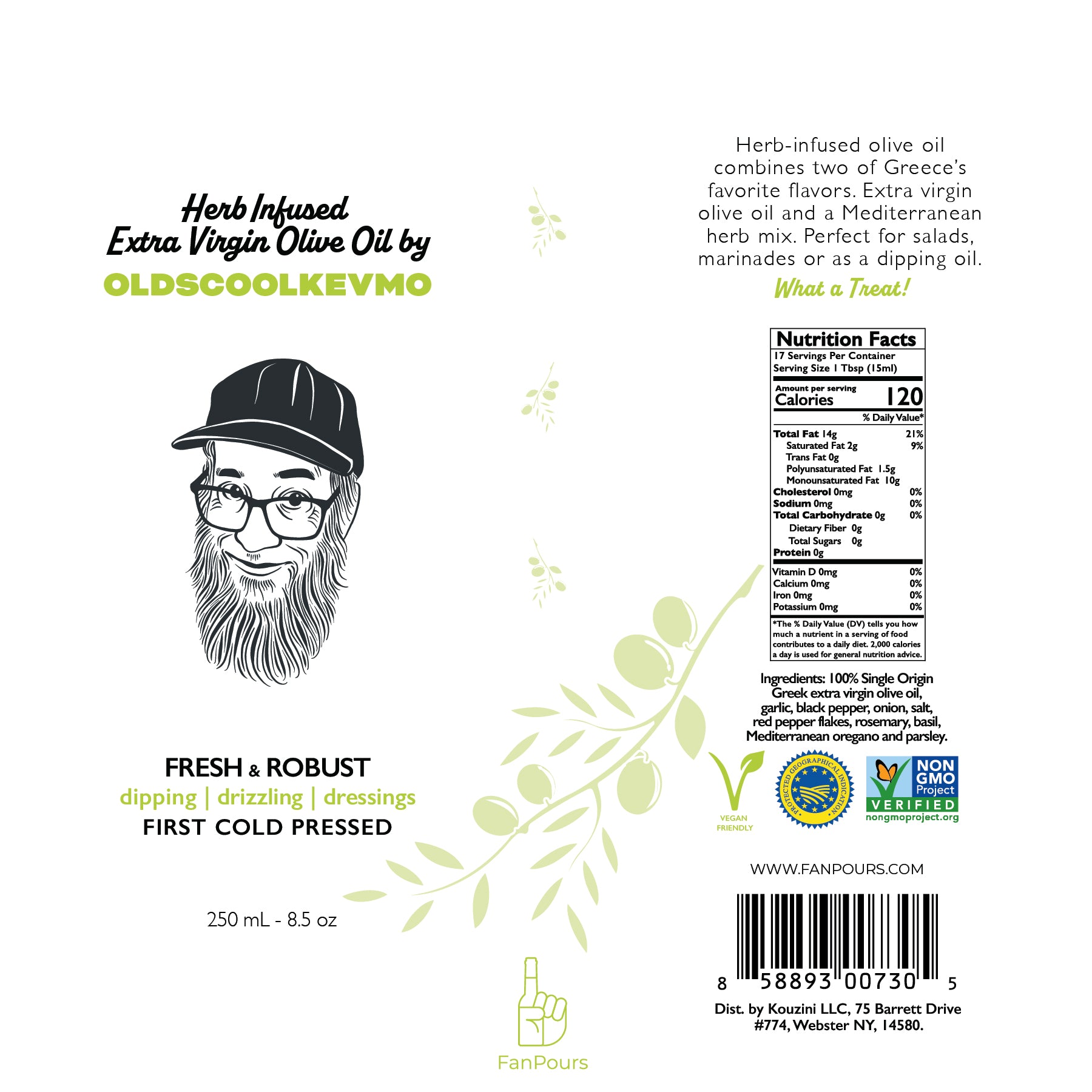 Kevmo's Herb Infused Extra Virgin Olive Oil (250 ML)