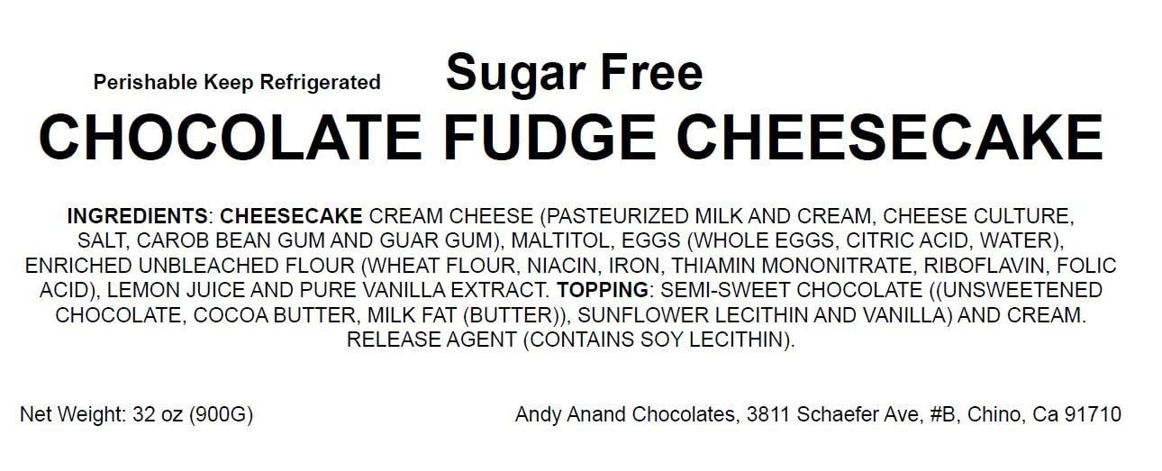 Andy Anand Sugar-Free Chocolate Fudge Cheesecake, 9-Inch, 2 lb – Diabetic-Friendly, NY-Style, Real Cocoa, No Preservatives, Birthday Gift